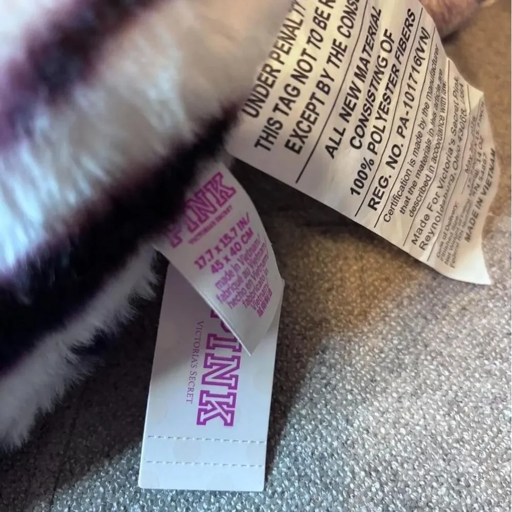 NWT Y2K 2000s Vintage Victoria’s Secret PINK dog Zebra Heart Plush Pillow <3